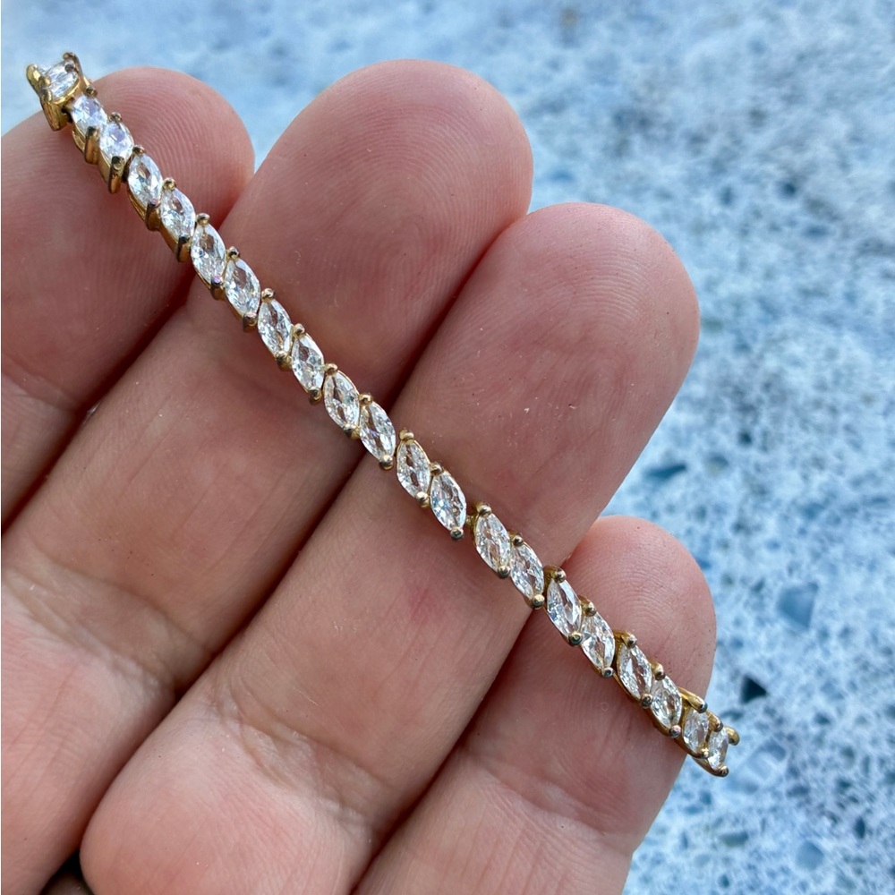 18K Over Sterling Silver Women's CZ Tennis Bracelet